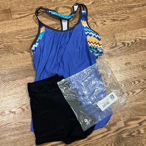 Women's New Blue Tankini Top S